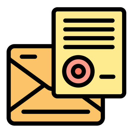 Disclaimer document icon outline vector. contract document. policy license color flatのイラスト素材