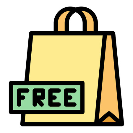 Free bag icon outline vector. gift bag. Promotion code color flatのイラスト素材