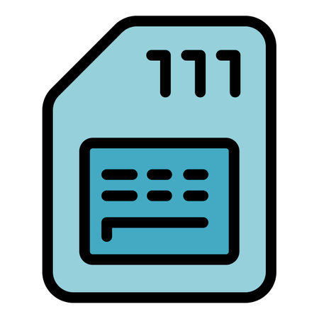 Sim card overview icon outline vector. data result. stock report color flatのイラスト素材