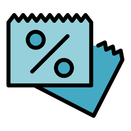Ticket sale icon outline vector. promo code. digital price color flatのイラスト素材