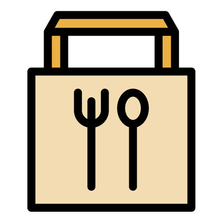 Lunch food bag icon outline vector. Pack snack. Packet chip color flatのイラスト素材