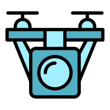 Forest drone icon outline vector. Spy control. Camera aerial color flatのイラスト素材