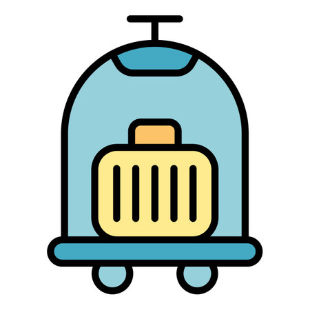 Walking bag trolley icon outline vector. Cart travel. Carry bag color flatのイラスト素材