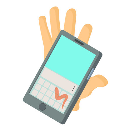 Digital transformation icon isometric vector. Smartphone and human palm up icon. Digitalization, electronic votingのイラスト素材