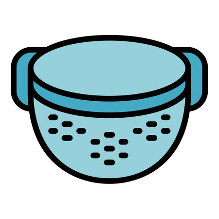 Cooking sieve icon outline vector. kitchen strainer. Colander utensil color flatのイラスト素材