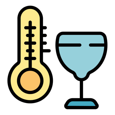 Wine storage temperature icon outline vector. bottle glass. Sommelier drink color flatのイラスト素材