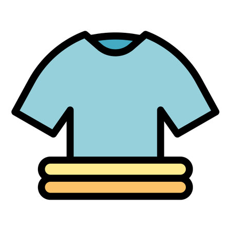 Cloth stack icon outline vector. Pile laundry. Clean cotton color flatのイラスト素材