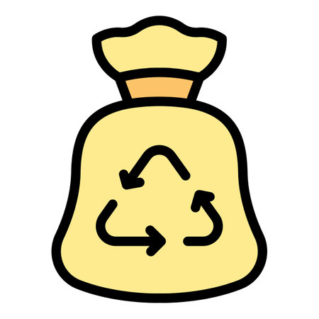 Recycle bag icon outline vector. Trash bin. Waste garbage color flatのイラスト素材