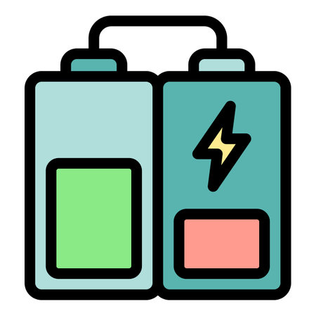 Battery charge icon outline vector. load energy. Electric energy color flatのイラスト素材
