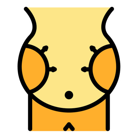 Stomach surgery icon outline vector. fat body. plastic skin color flatのイラスト素材