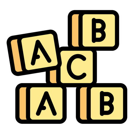 Toy cube icon outline vector. cube block. Baby play color flatのイラスト素材