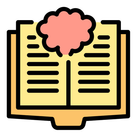 Brainstorming book icon outline vector. online character. Online course color flatのイラスト素材