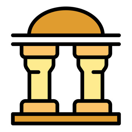 University column icon outline vector. study office. museum education color flatのイラスト素材