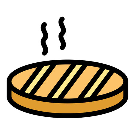 Grilled steak icon outline vector. Legume seed. Food burger flatのイラスト素材