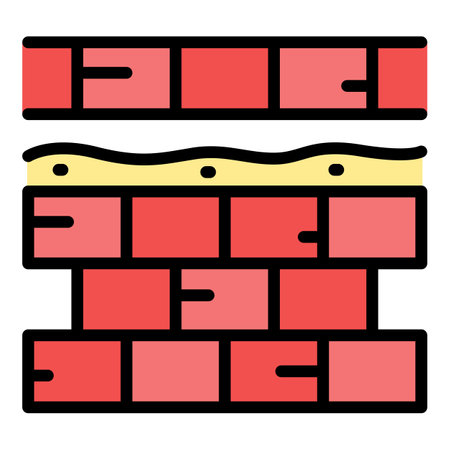 Brick new wall icon outline vector. build worker. Mortar construction color flatのイラスト素材