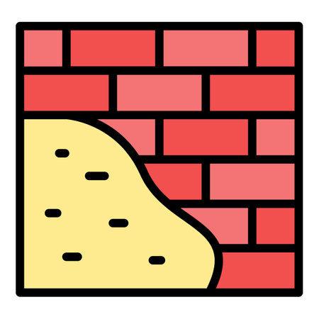 New brick wall icon outline vector. Mortar layer. Construction builder color flatのイラスト素材