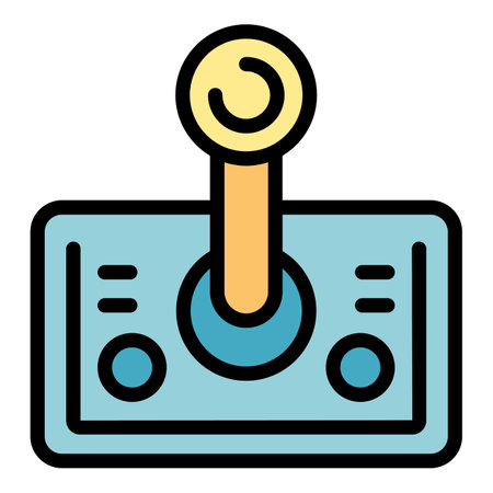 Retro joystick icon outline vector. game machine. Button menu color flatのイラスト素材
