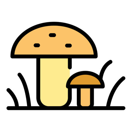 Mushrooms eco tourism icon outline vector. Walk travel. forest nature color flatのイラスト素材