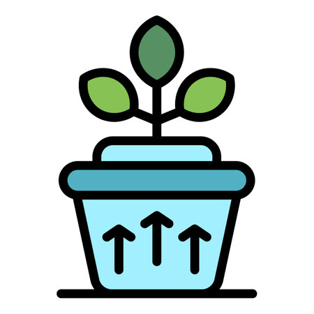 Plant pot promotion icon outline vector. online marketing. sale discount color flat