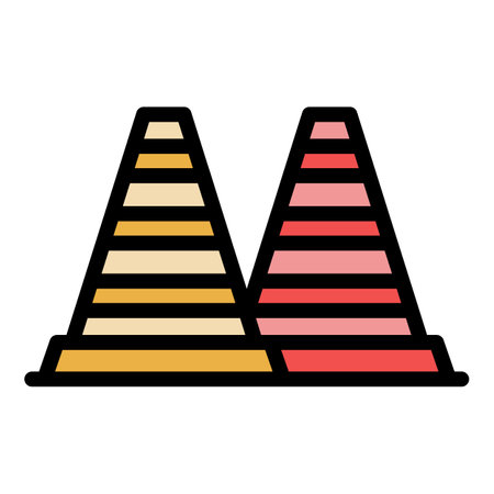 Parking road cones icon outline vector. car garage. Space service color flatのイラスト素材