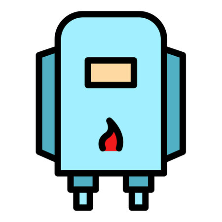 Bathroom gas boiler icon outline vector. home heater. water hot color flatのイラスト素材