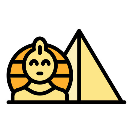 Pharaoh pyramid icon outline vector. ancient egypt. Cairo desert color flatのイラスト素材
