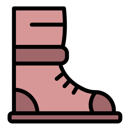 Biker boots icon outline vector. biker equipment. Bike part color flatのイラスト素材