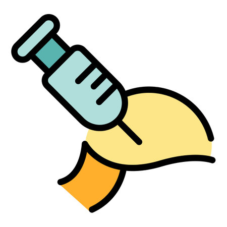 Cosmetic injection icon outline vector. face skin. Medical cream color flatのイラスト素材