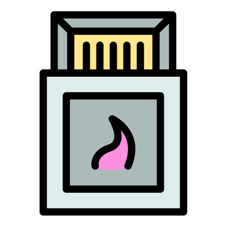 Matches box icon outline vector. Cigar tobacco. Pack health color flatのイラスト素材