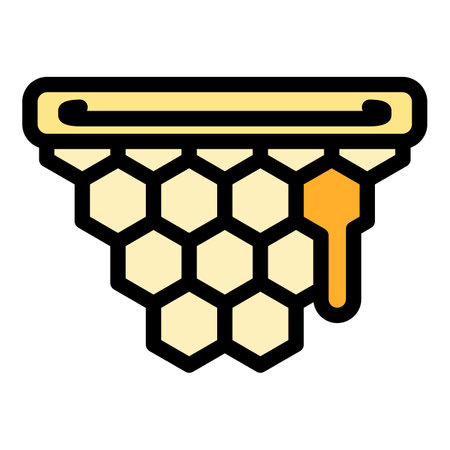 Honeycomb nectar icon outline vector. honey bee. Flower propolis color flatのイラスト素材