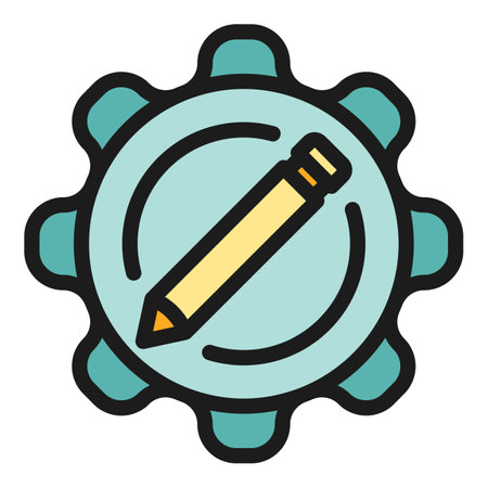 Pencil gear icon outline vector. Edittool. Data interface color flatのイラスト素材