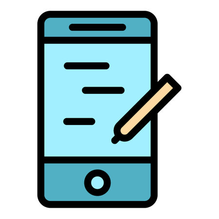 Touch pen smartphone icon outline vector. digital screen. phone app color flatのイラスト素材