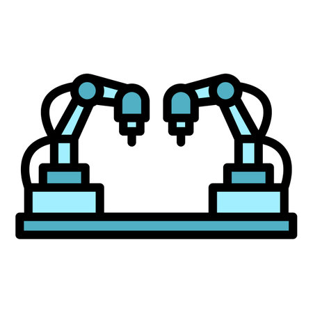 Smart robot hand icon outline vector. cute character. Chatbot artificial color flatのイラスト素材