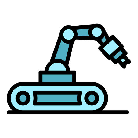 Hand robot ai icon outline vector. mascot android. Toy bot color flatのイラスト素材
