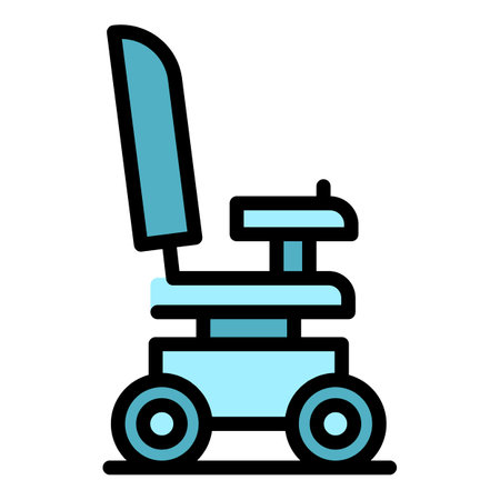 Automatic electric wheelchair icon outline vector. scooter chair. power drive color flatのイラスト素材