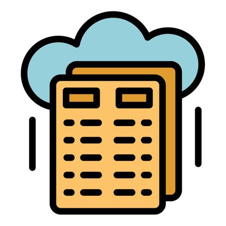 Cloud data staff icon outline vector. course seminar. Training office color flatのイラスト素材