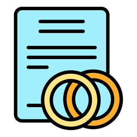 Wedding rings icon outline vector. event service. Ceremony party color flatのイラスト素材