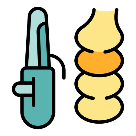 Home hair straightener icon outline vector. barber care. Salon beauty color flatのイラスト素材