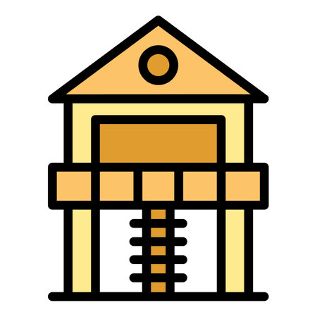 Game stilt icon outline vector. House cabin. Forest hut color flatのイラスト素材