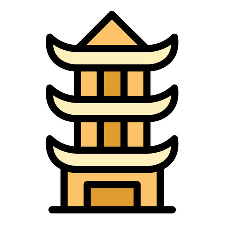 Korean pagoda icon outline vector. Chinese building. Palace ancient color flatのイラスト素材