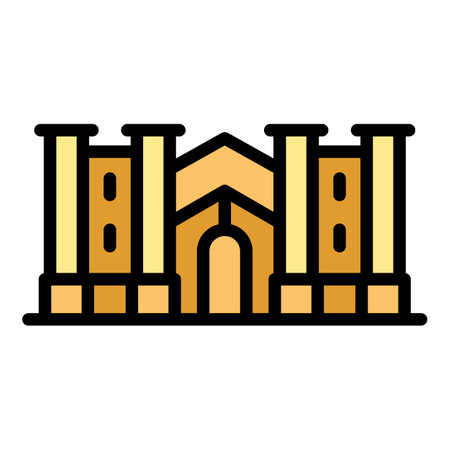 City house icon outline vector. Opera landmark. World travel color flatのイラスト素材