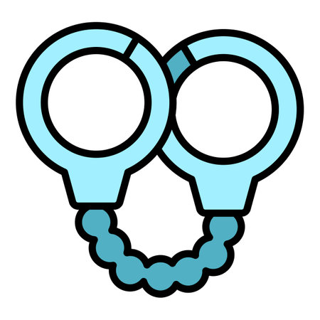 Enforcement handcuff icon outline vector. Hand jail. Arrest criminal color flatのイラスト素材