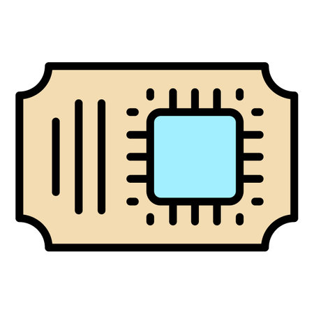 Digital museum pass icon outline vector. Old history. Cinema stub color flatのイラスト素材