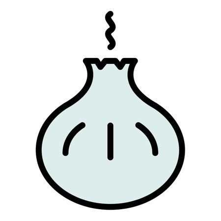 Traditional baozi icon outline vector. Chinese food. Asian steam color flatのイラスト素材