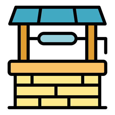 Farm well icon outline vector. Cow cattle. Angus animal color flatのイラスト素材