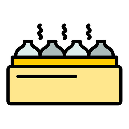 Steamed baozi icon outline vector. Chinese food. Asian steam color flatのイラスト素材