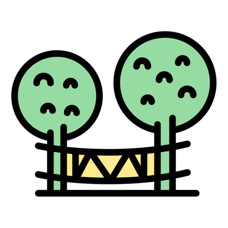 Tree rope icon outline vector. Adventure park Forest climb color flatのイラスト素材