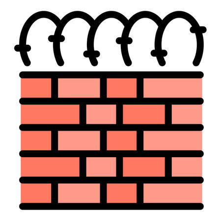 Brick wall icon outline vector. Migrant people. War family color flatのイラスト素材