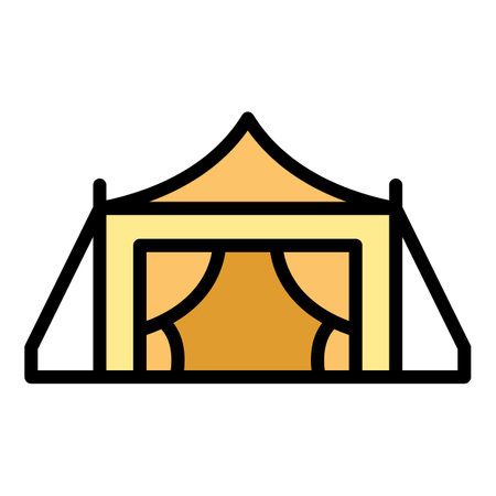 Bedouin tent house icon outline vector. Arab desert. Arabic culture color flatのイラスト素材
