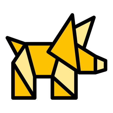 Origami dog icon outline vector. Geometric animal. Polygon art color flatのイラスト素材